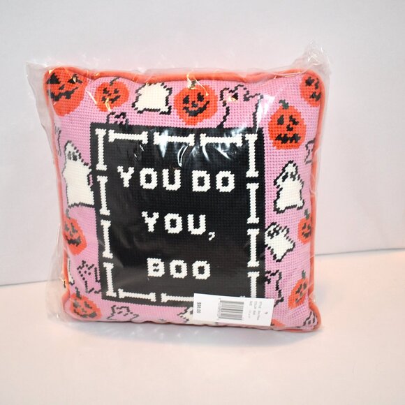 Furbish You Do You, Boo Needlepoint Pillow 11” x 11” NWT - Picture 1 of 3